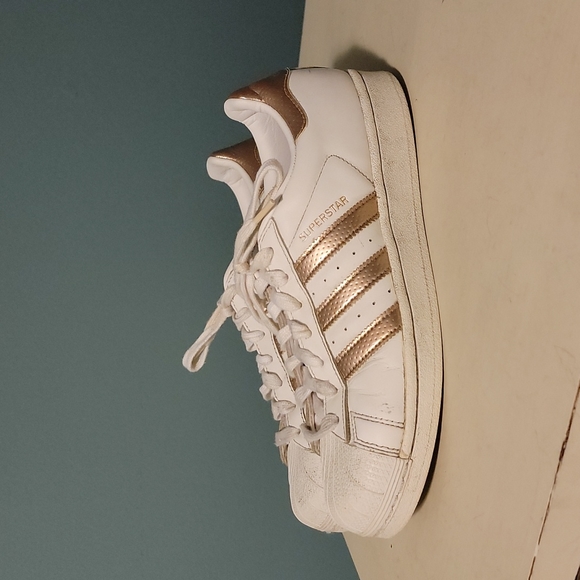 adidas Shoes - ADIDAS Gold Stripe Superstars Sneakers Tennis Shoes